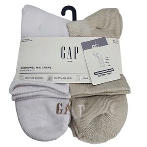 NEW 6 Pack Men’s Gap Cushioned Mid Neutral, Light-Tone Colored Crews Socks